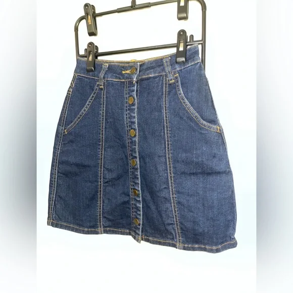 Blank NYC Blue A-Line Jean Skirt Snap Buttons Rodeo Western Chic Cotton Rayon 24 - Picture 7 of 15